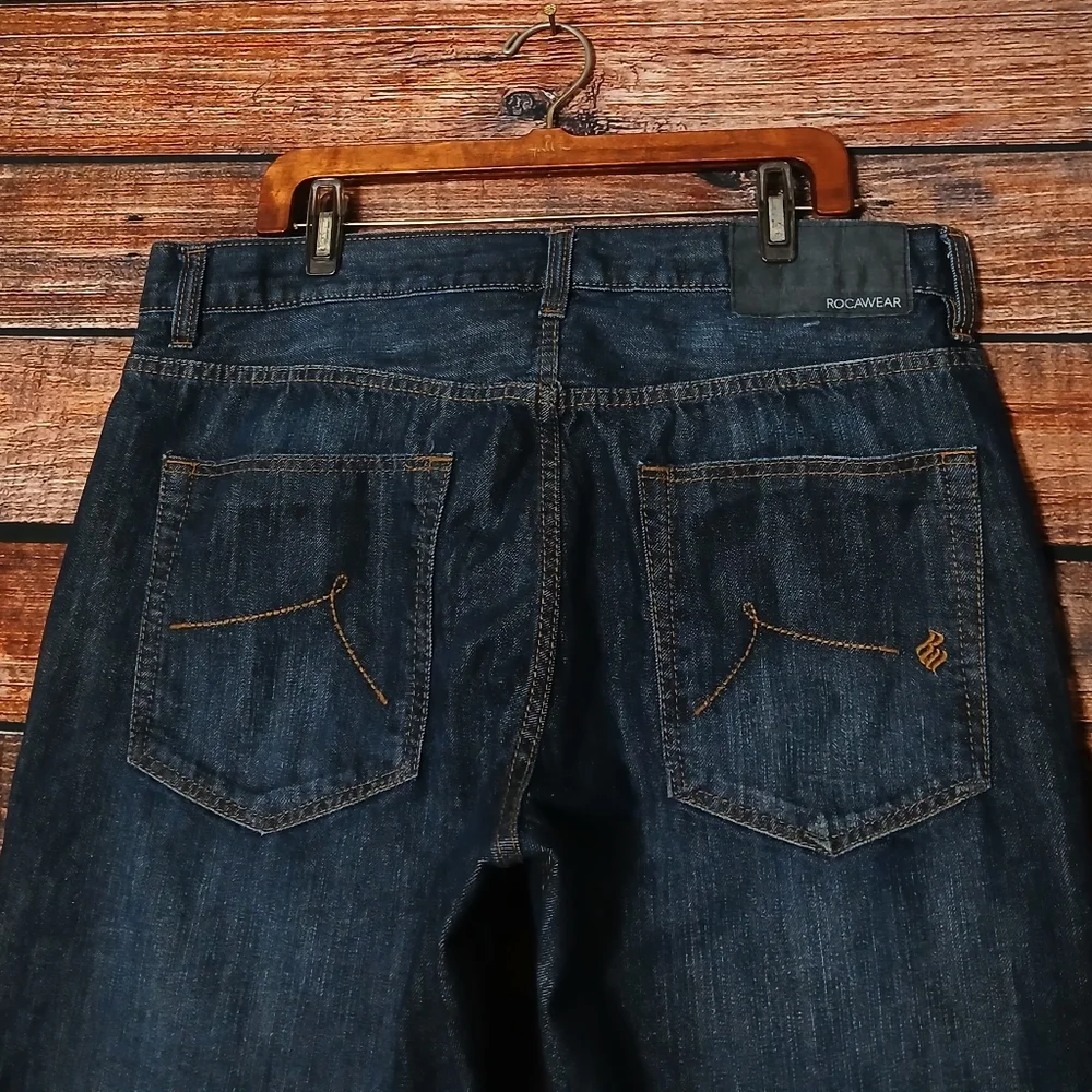 Rocawear Jeans 38X34 Classic Fit Baggy Streetwear Denim 100% Cotton Dark Wash